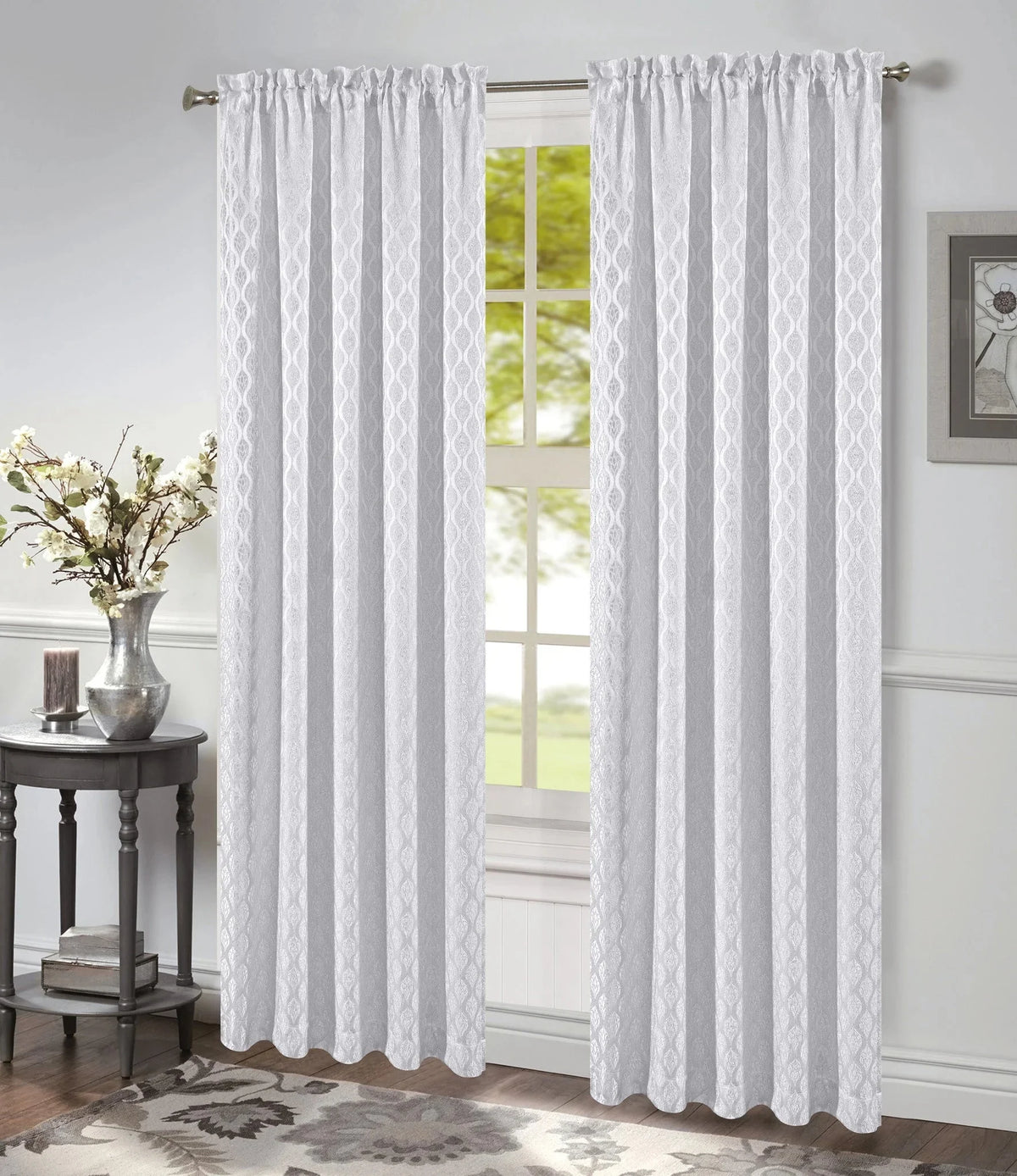 White 54x84 Inches Rod Pocket Window Panel H136