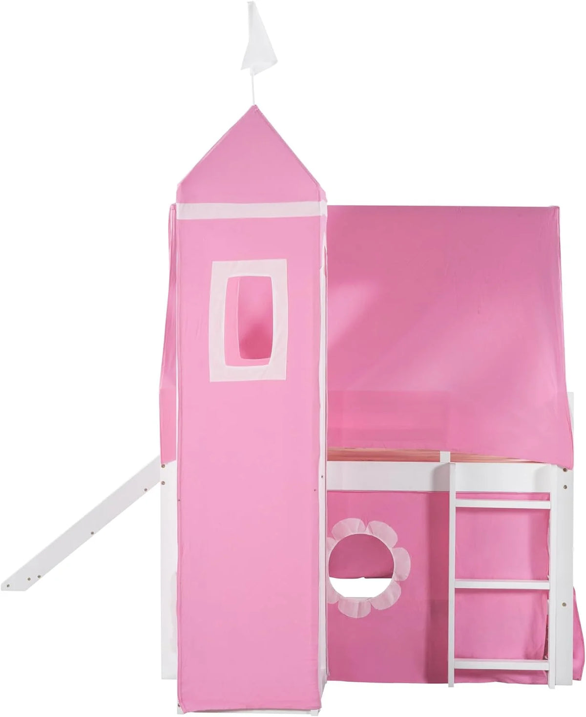 Full Size Solid Wood Low Loft Bed with Slide F694788