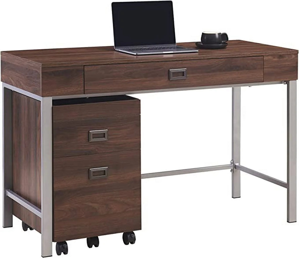 Brown Computer Desk with Mobile File Cabinet O547728