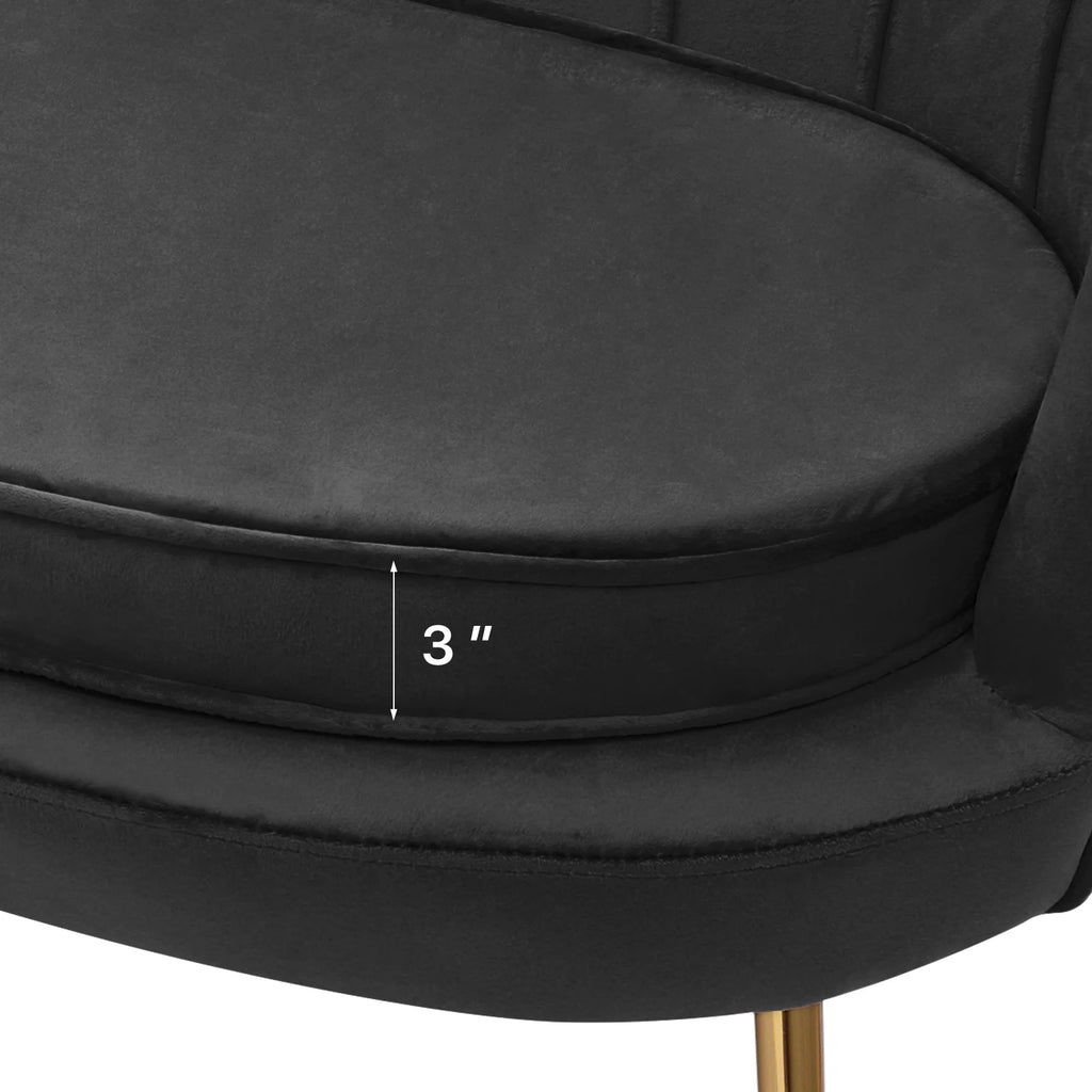 Black Tufted Velvet Loveseat with Pillows V7388