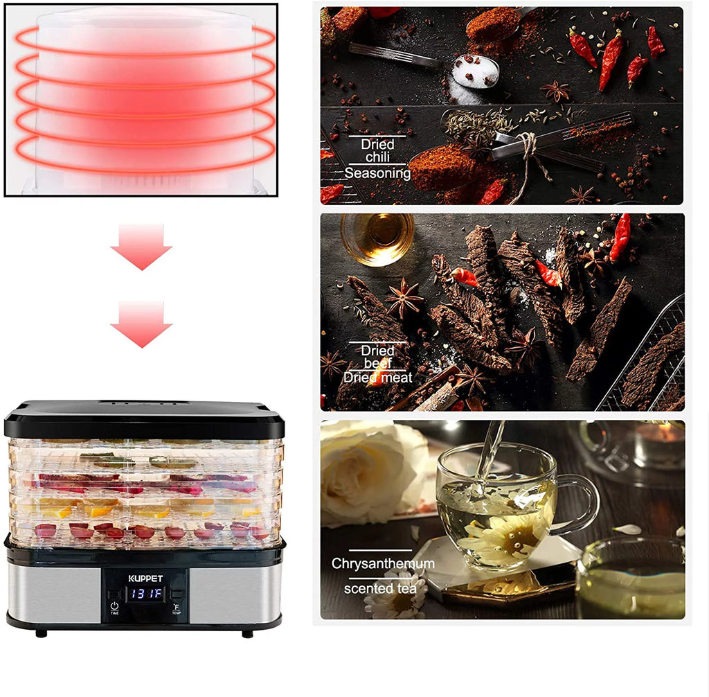 Electric Food Dehydrator with Adjustable Thermostat, 5-Tray I44129