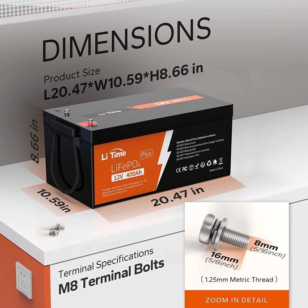 12V 400Ah Lithium LiFePO4 Battery with 250A BMS X87605