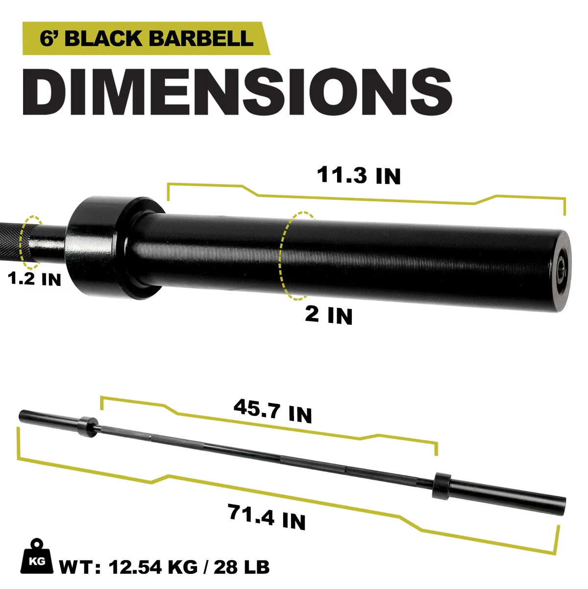 2-Inch Olympic Barbell Weight Bar 7ft 700-Pound Capacity Y510356