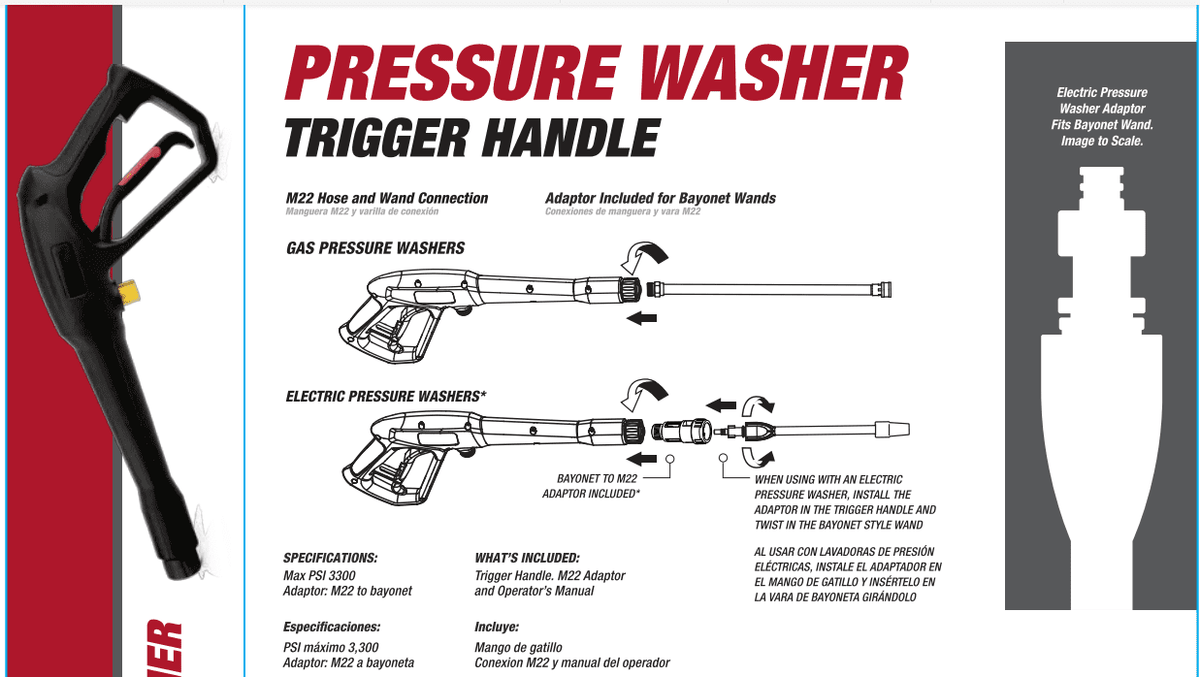Pressure Washer Trigger Handle Stainless Steel Black E8047
