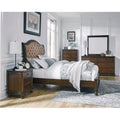 Queen Wood Upholstered Bed S473