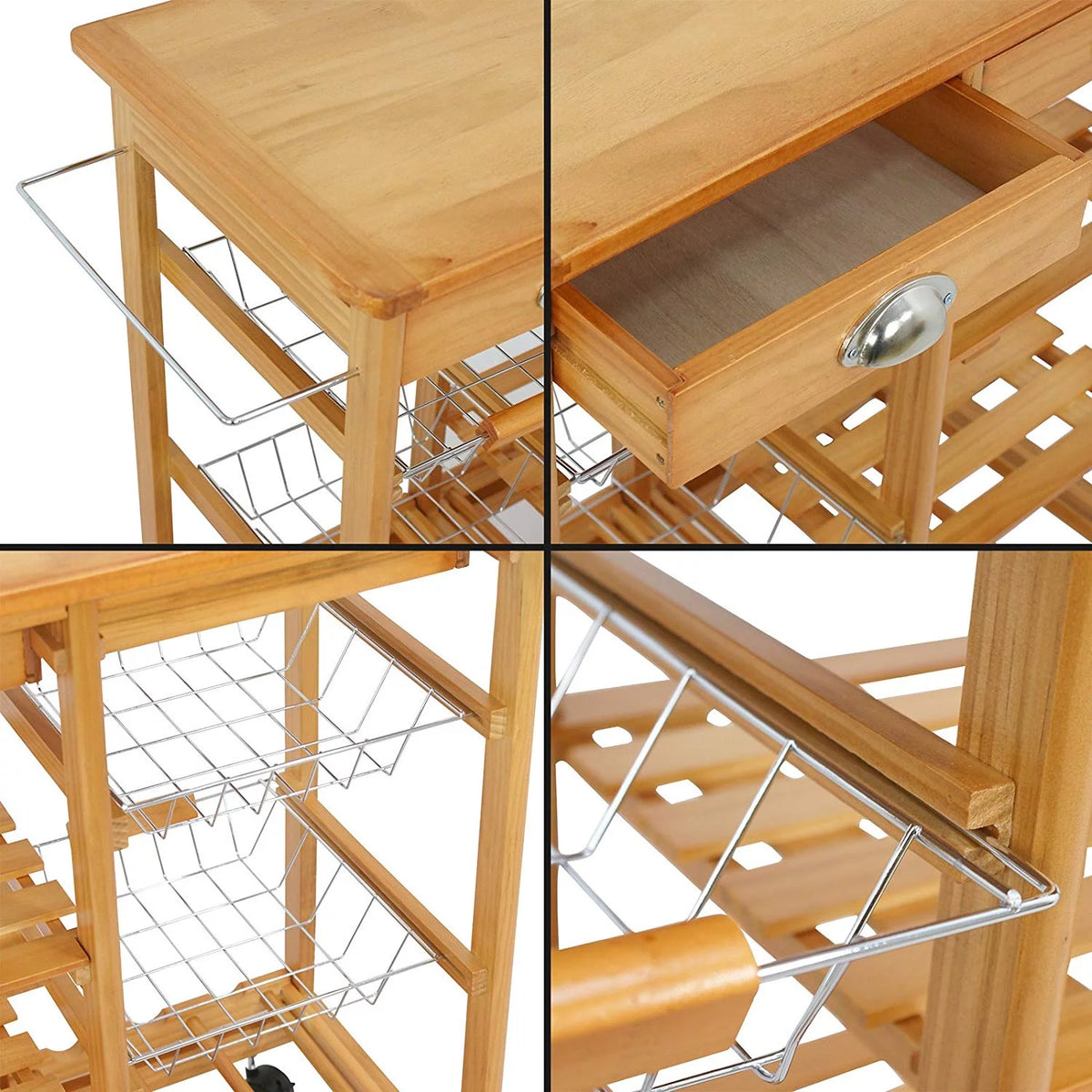 Kitchen Cart Island Rolling Wooden Storage Trolley J67881