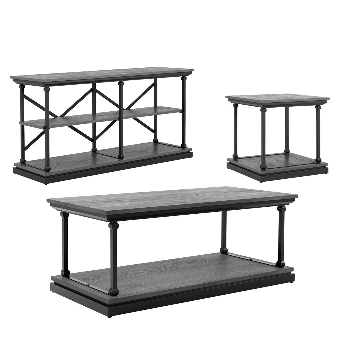 3-Piece Antique Gray Coffee Table Set G842