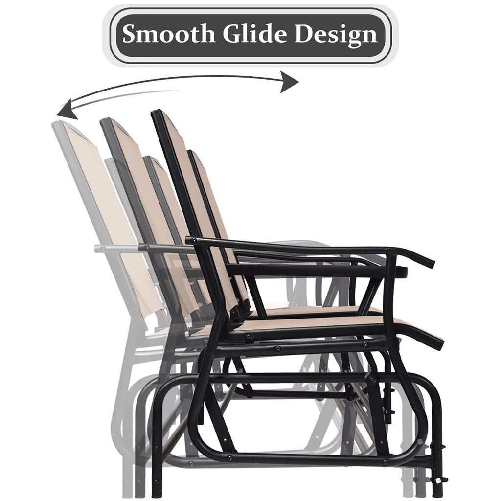 Brown 2 Person Outdoor Patio Glider Loveseat A58238