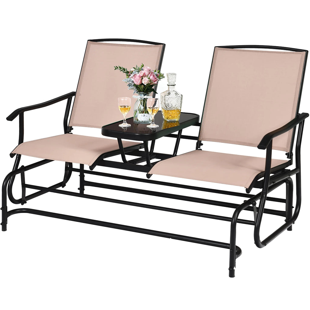 Brown 2 Person Outdoor Patio Glider Loveseat A58238
