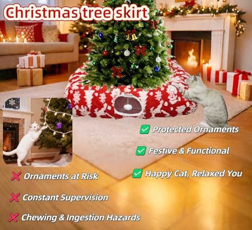 Christmas Cat Tunnel Bed with Warm Mat G19438