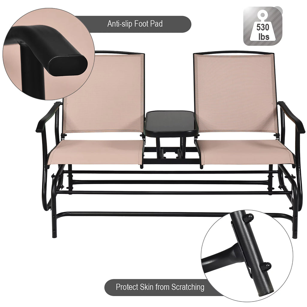 Brown 2 Person Outdoor Patio Glider Loveseat A58238