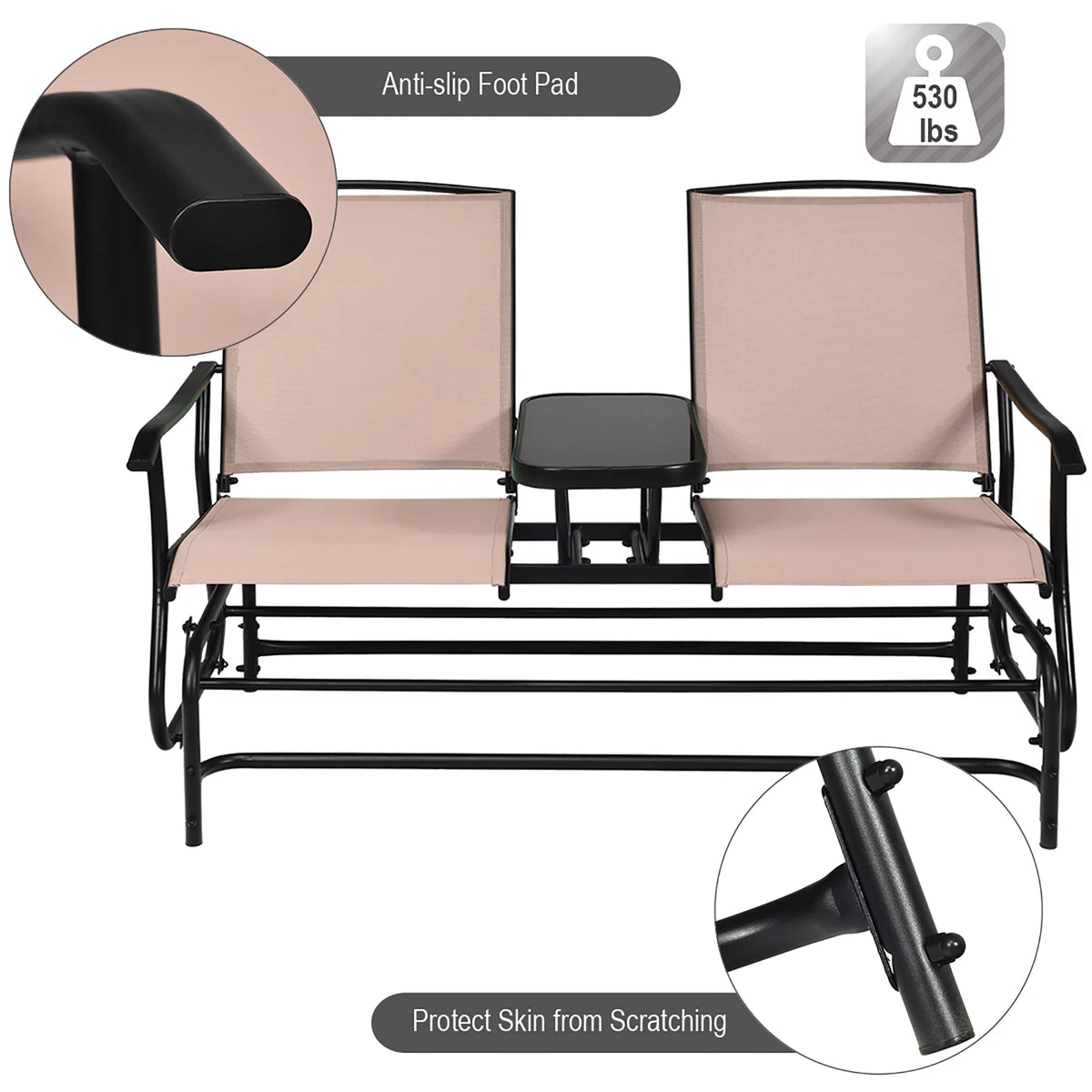 Brown 2 Person Outdoor Patio Glider Loveseat A58238