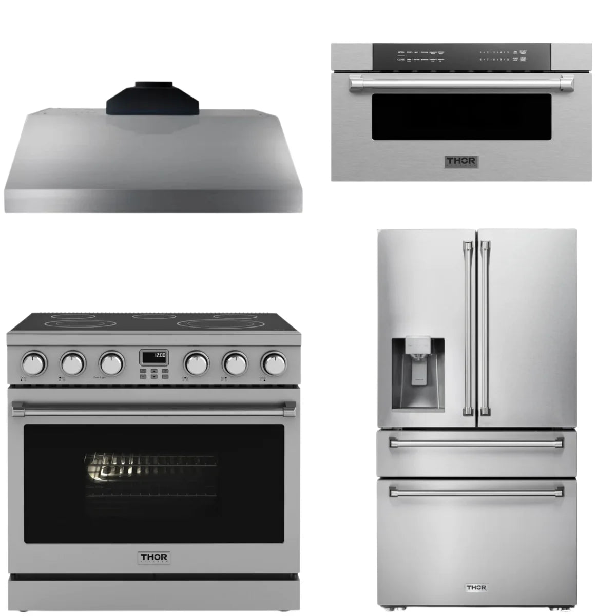 36 Electric Range, Range Hood, Refrigerator and Microwave Q95882