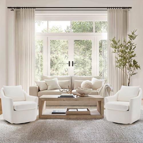 Beige Upholstered Swivel Accent Chair Set of 2 G8343