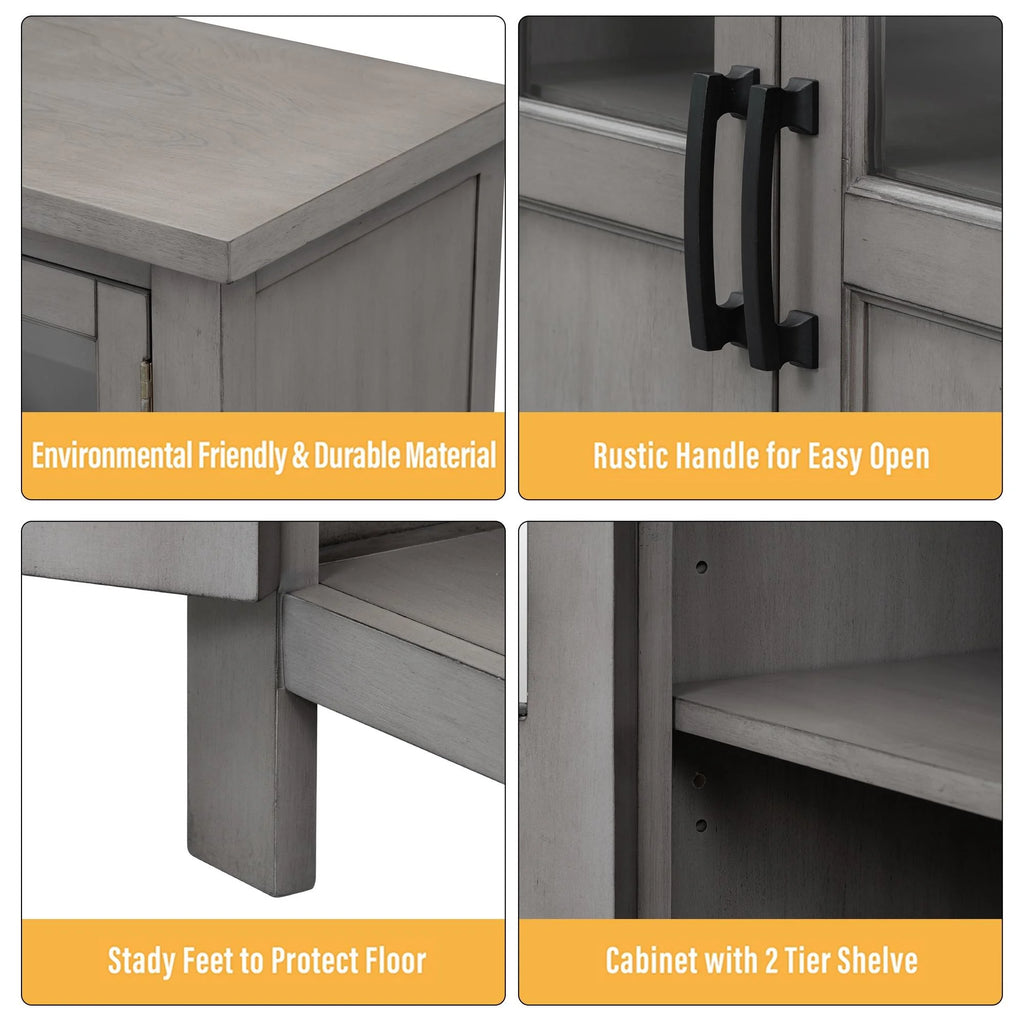 Buffet Cabinet with 4 Doors and Adjustable Shelves P665