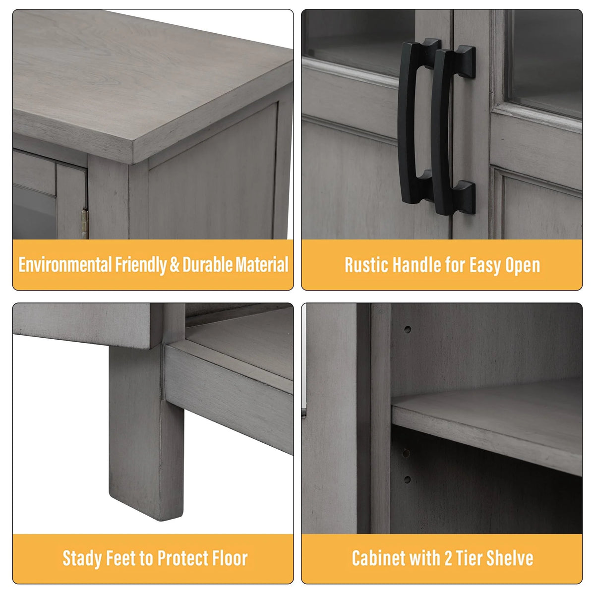 Buffet Cabinet with 4 Doors and Adjustable Shelves P665