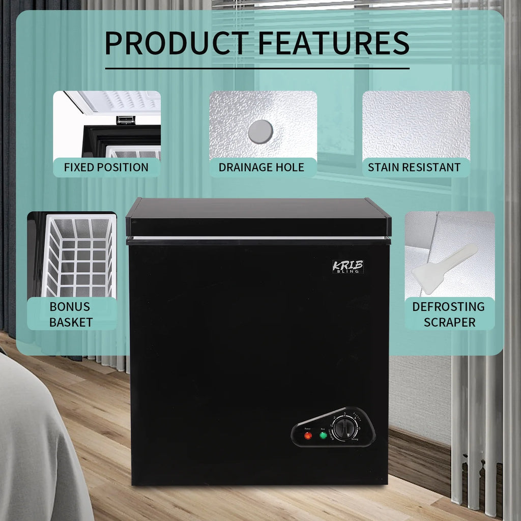 3.5 Cu.Ft Black Chest Freezer with Removable Basket Y95258