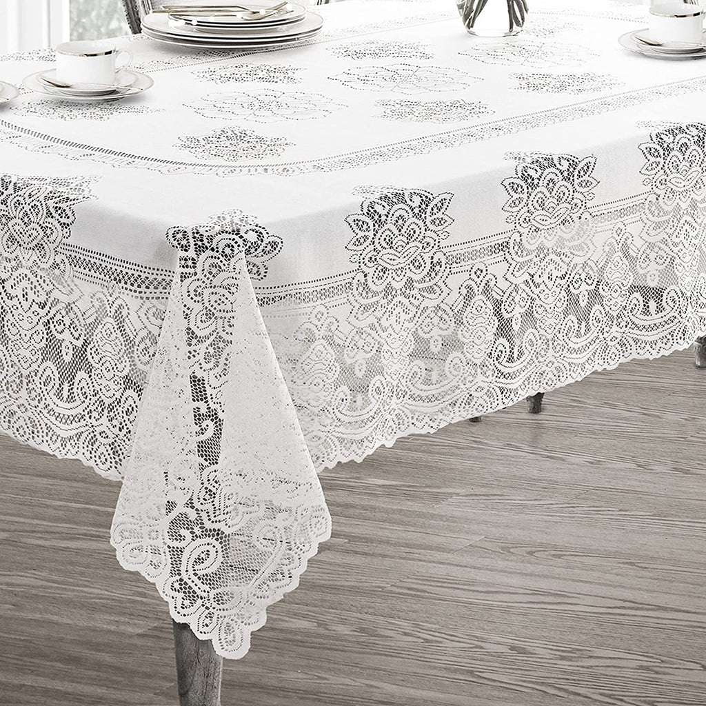 White Polyester Lace Tablecloth 52 x 70 Inch C23263
