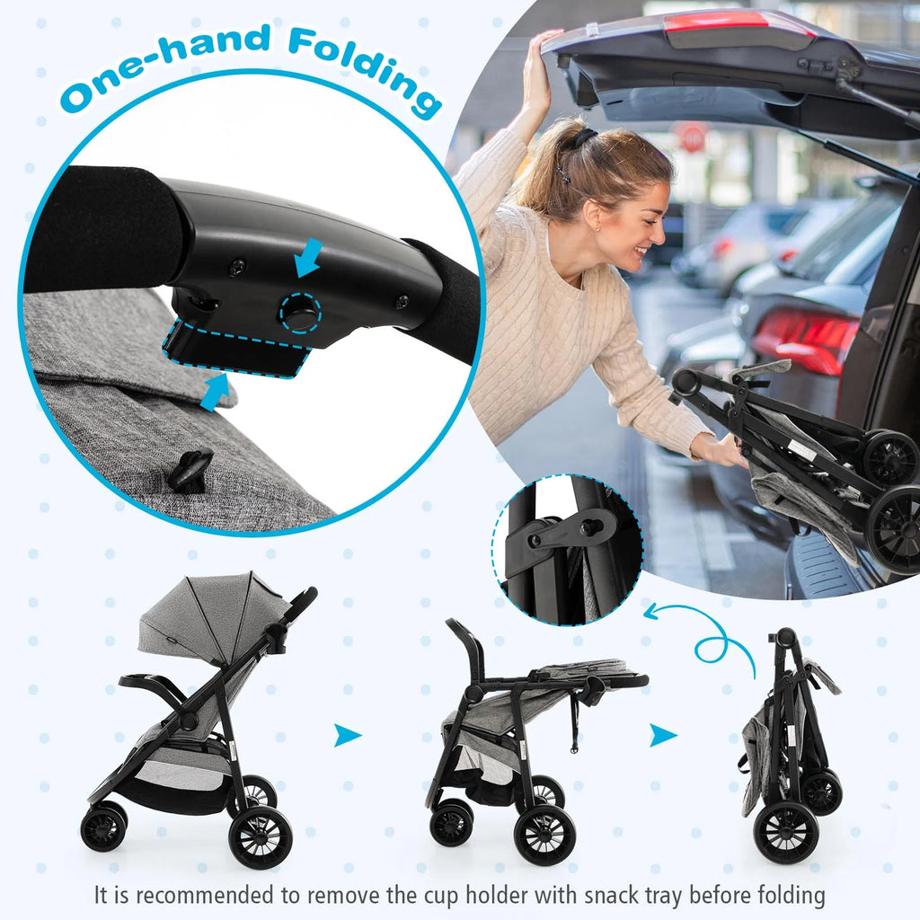 Baby Jogging Stroller Travel System with Adjustable Canopy Grey H818984