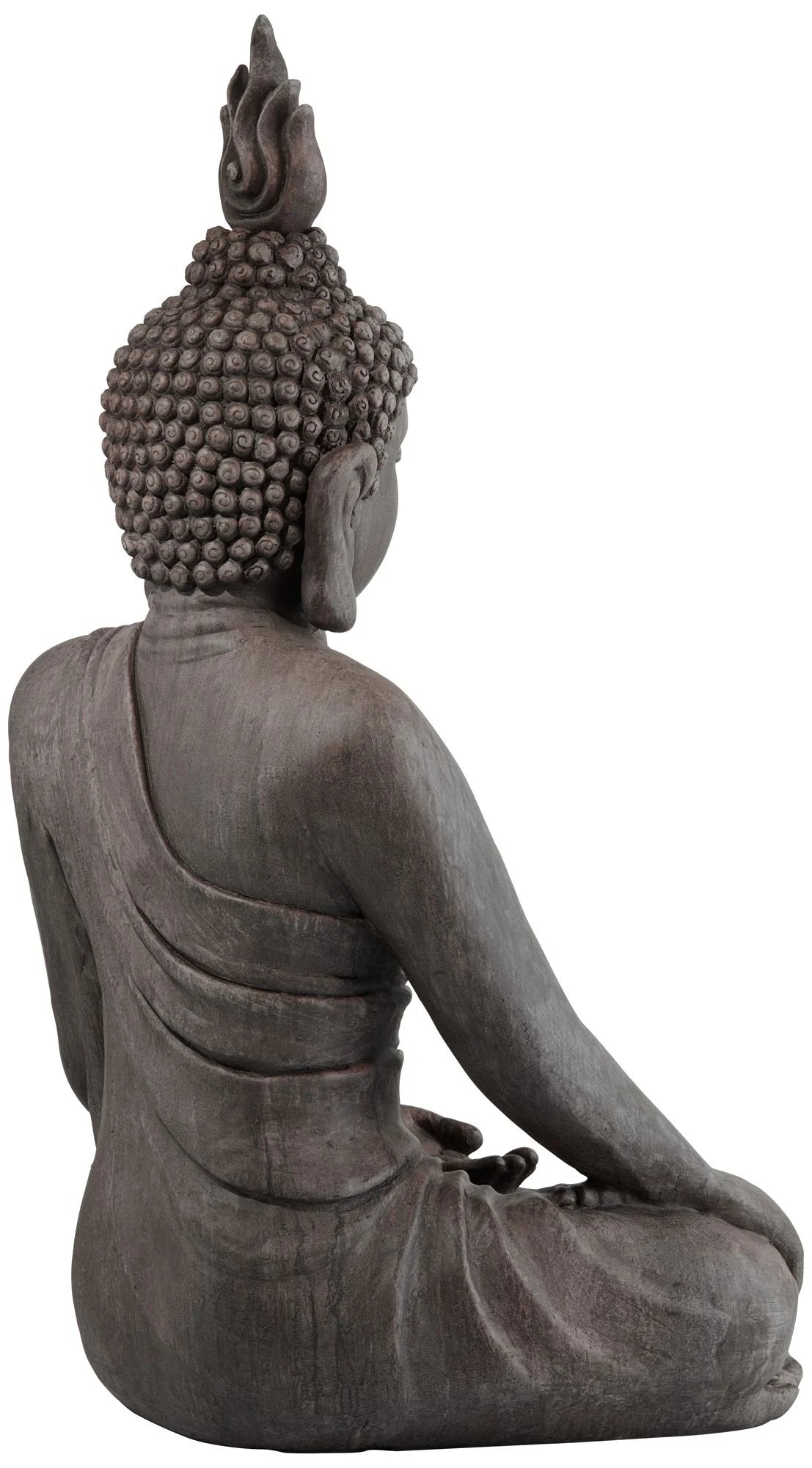 Large Sitting Buddha Statue Sculpture Stone Gray Finish 42" Tall I236