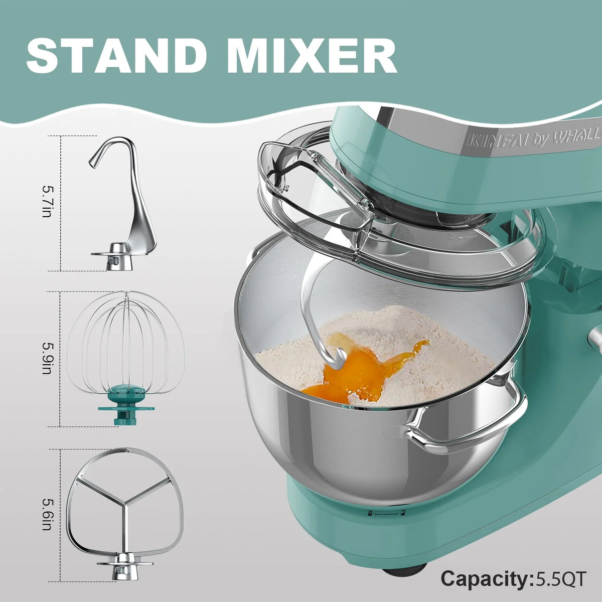 5.5Qt 12-Speed Tilt-Head Electric Stand Mixer with Stainless Steel Bowl H7159
