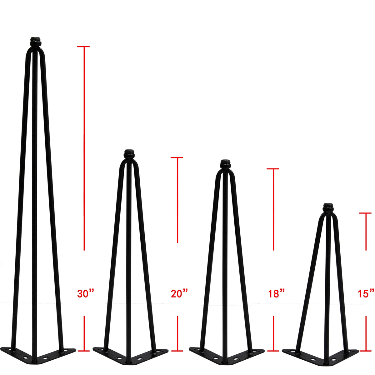 Hairpin Metal 3 Pin Table Legs Tripod 30" (4 pc) O965415
