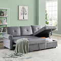 Velvet Reversible Sectional Sleeper Sofa with Storage Chaise D7574