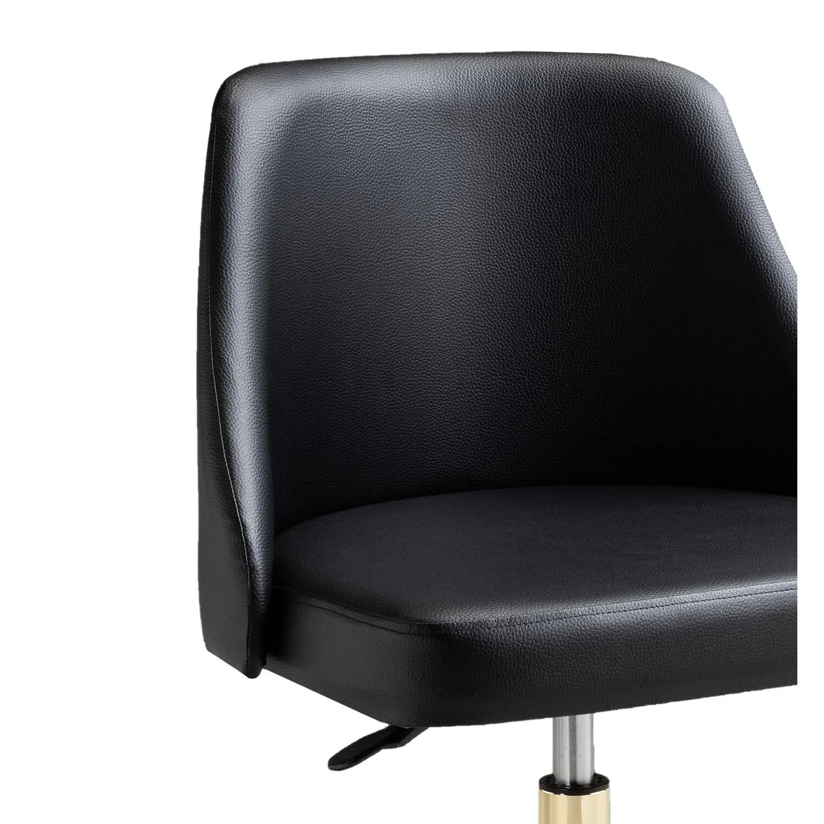 22 Inch Adjustable Swivel Office Chair Black Faux Leather Gold Metal B24839
