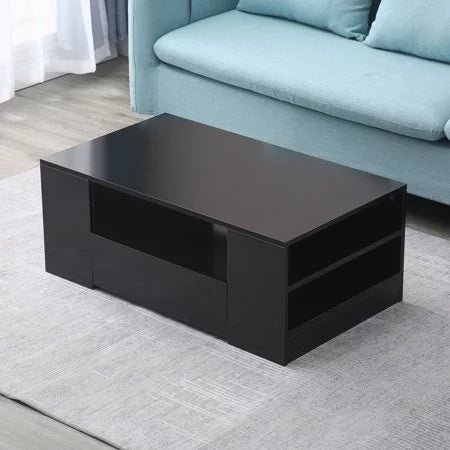 Black Tea Table with 2 Drawers W93970