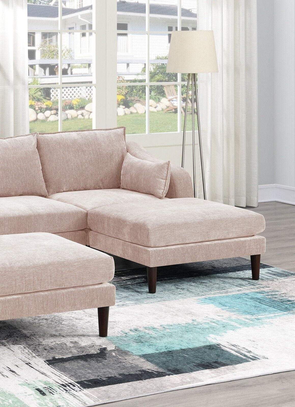 5pc Modular Sectional Set with Armless Chair Corner Wedge and Ottoman G532834