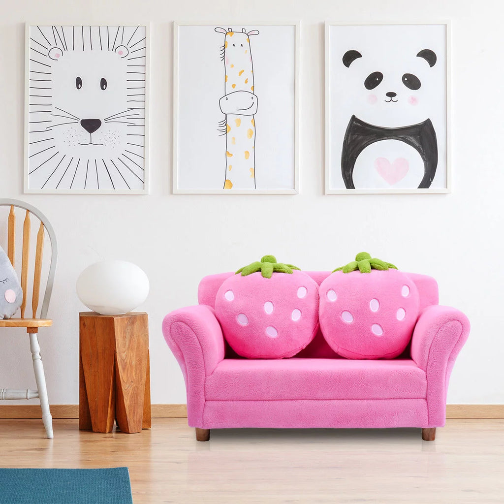 Kids Sofa Armrest Chair with 2 Pillow Pink I724784