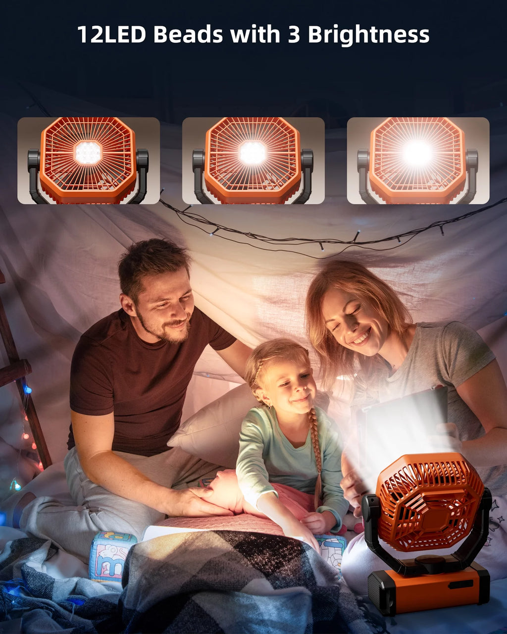 Portable Camping Fan 20000mAh Rechargeable with LED Lantern C1875
