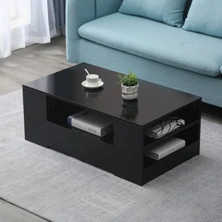 Black Tea Table with 2 Drawers W93970