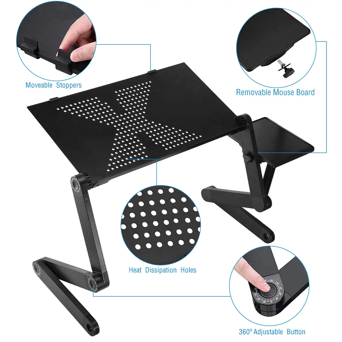 Folding Adjustable Laptop Desk with Mouse Board E24638