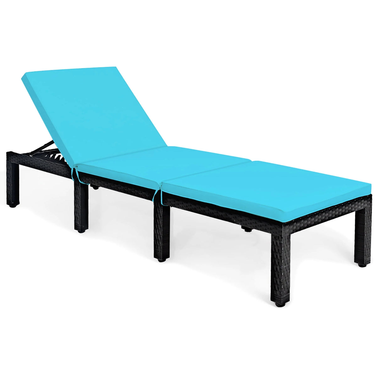 Patio Rattan Lounge Chair Height Adjustable Turquoise N5394