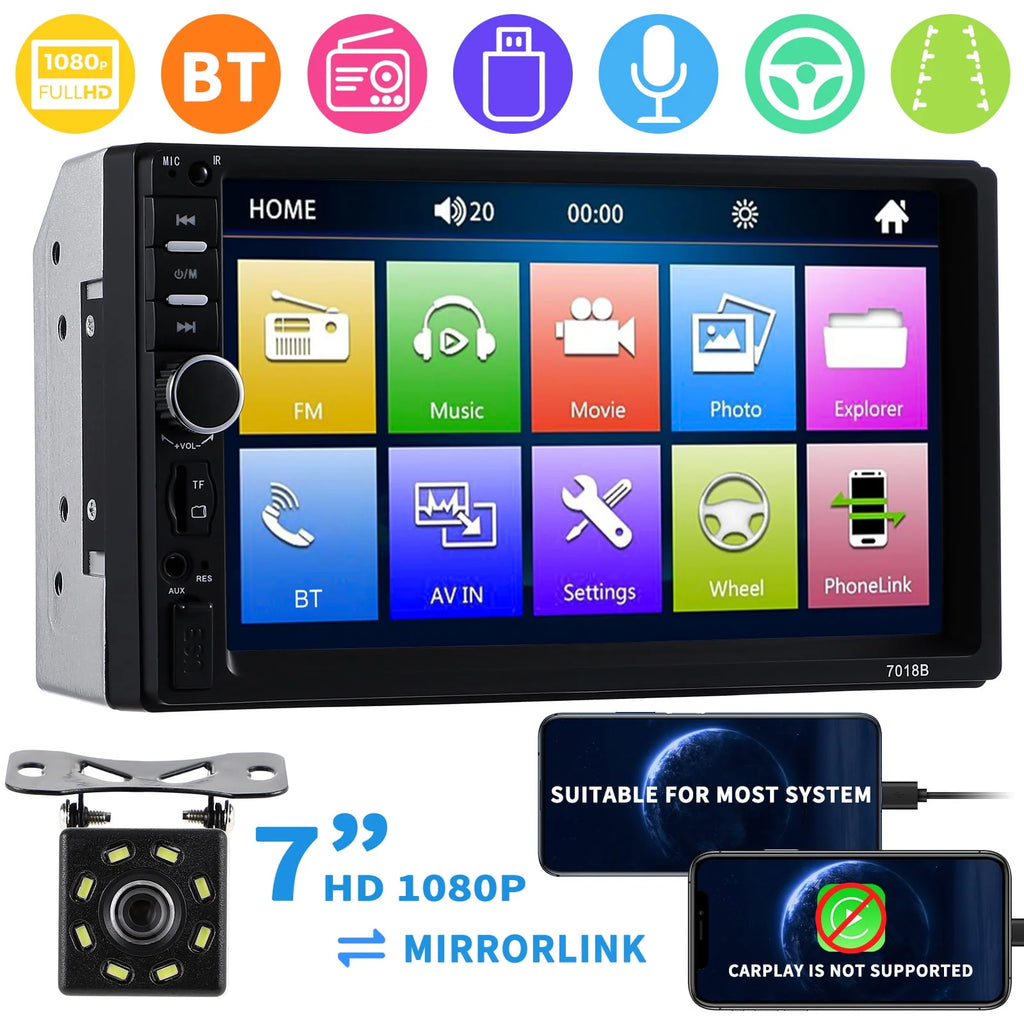 7 Inch Double Din Car Stereo with CD Player K628793
