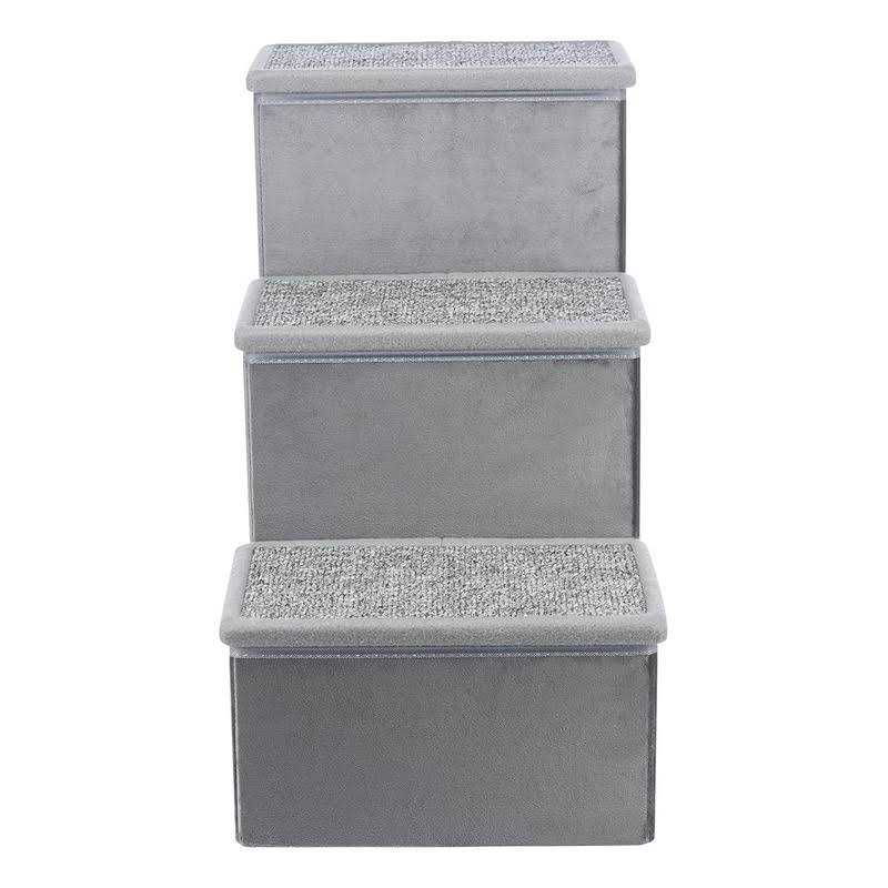 Foldable 3-Step Pet Stairs with Storage H55275