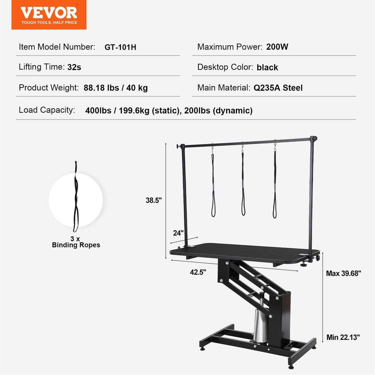 43 Hydraulic Pet Grooming Table with Grooming Arm F231